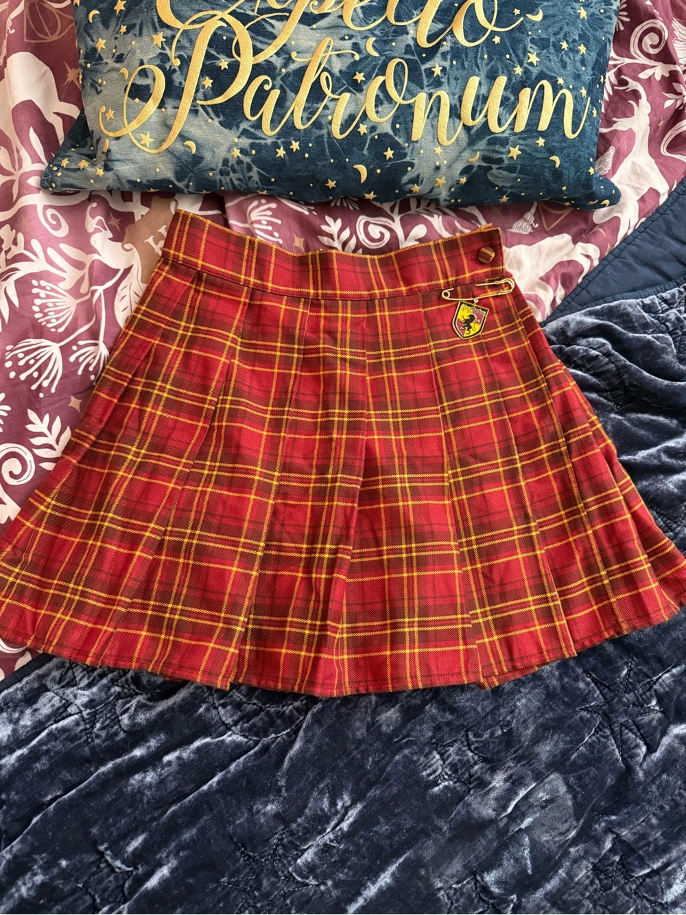 Harry Potter Gryffindor Plaid Pleated Mini Skirt Size S